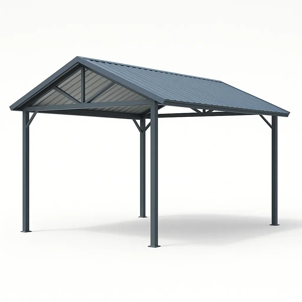 Tettoia per auto in struttura d'acciaio con tetto spiovente-Pinevian