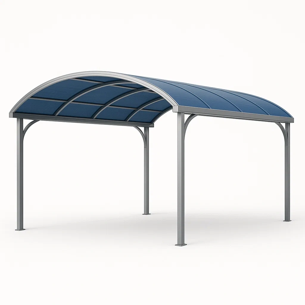 Tettoia per auto in struttura d'acciaio con copertura in policarbonato,500x300x250 cm-Pinevian