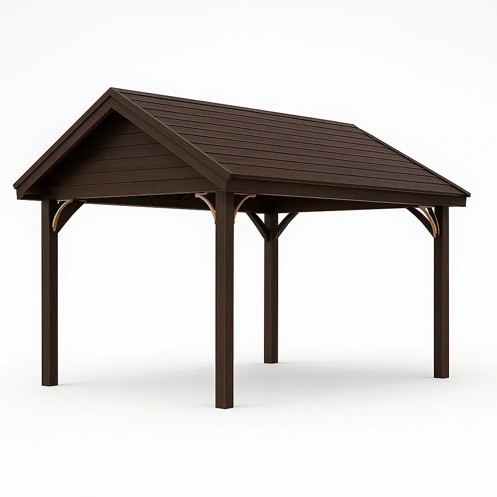 Tettoia per auto in struttura di legno con copertura-Pinevian