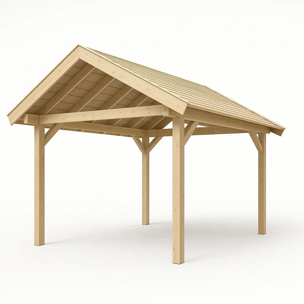 Tettoia per auto in struttura di legno in pino-Pinevian