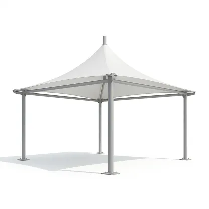 Padiglione a struttura a membrana in acciaio e poliestere con design conico-Pinevian