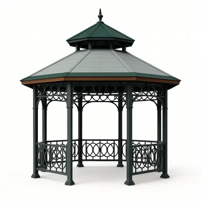 Padiglione in acciaio con struttura ottagonale,300x350x350 cm-Pinevian