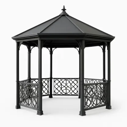 Padiglione in acciaio con struttura ottagonale,300x350x300 cm-Pinevian