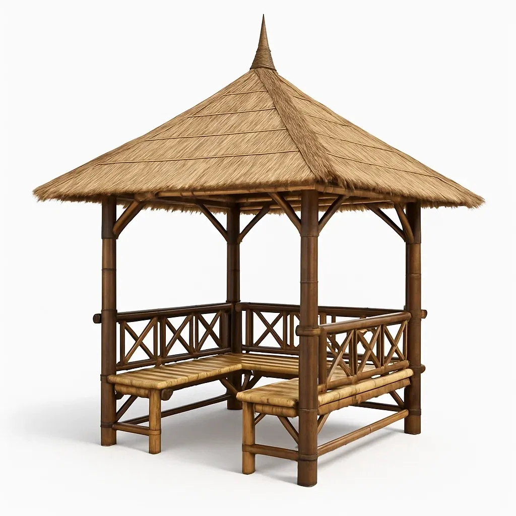 Padiglione in bambù con tetto in paglia-Pinevian