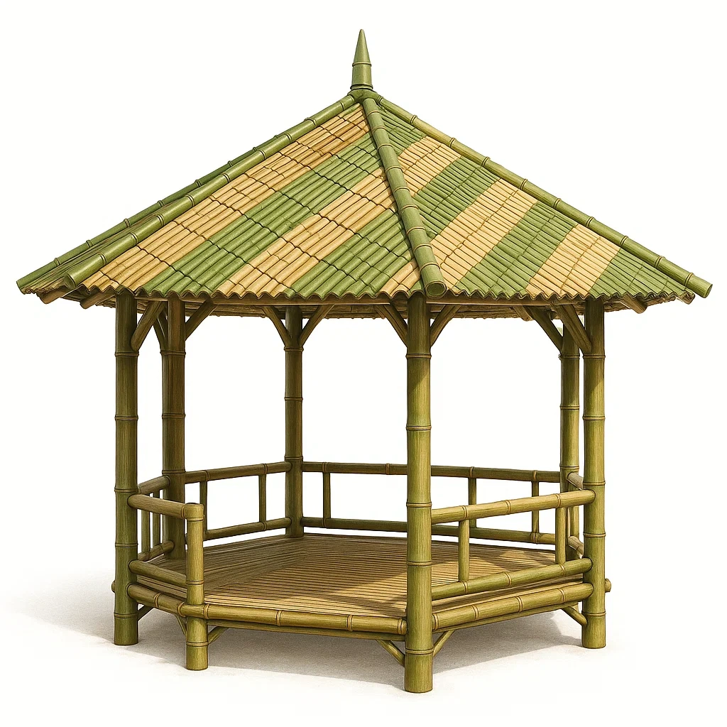 Padiglione in bambù per esterni,Altezza 300 cm,diametro 400 cm-Pinevian