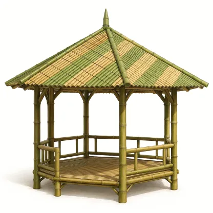 Padiglione in bambù per esterni,Altezza 300 cm,diametro 400 cm-Pinevian