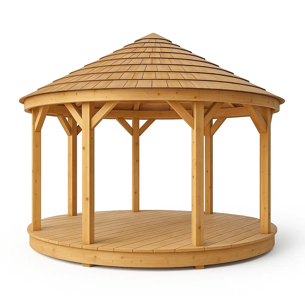 Padiglione rotondo in legno di pino-Pinevian