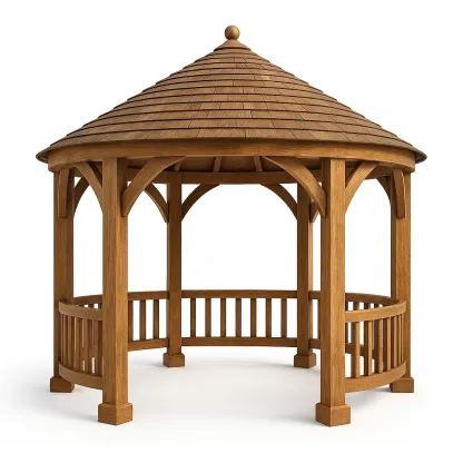 Padiglione rotondo in legno massello,Diametro 300 cm,Altezza 270 cm-Pinevian