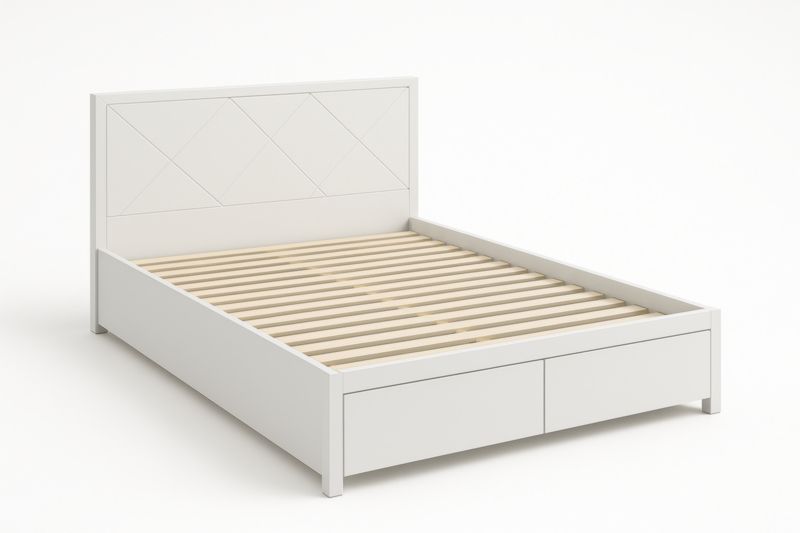 Letto matrimoniale in MDF con cassetti Bianco 200x160x100 cm-Moranilvo