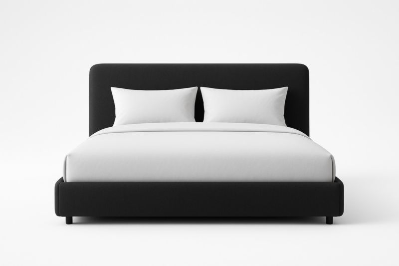 Letto matrimoniale nero in tessuto poliestere con due cuscini-Moranilvo