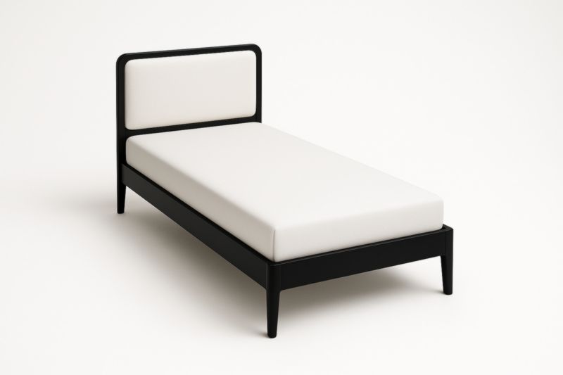 Letto Singolo in Legno con Rivestimento Bianco e Struttura Nera-Moranilvo
