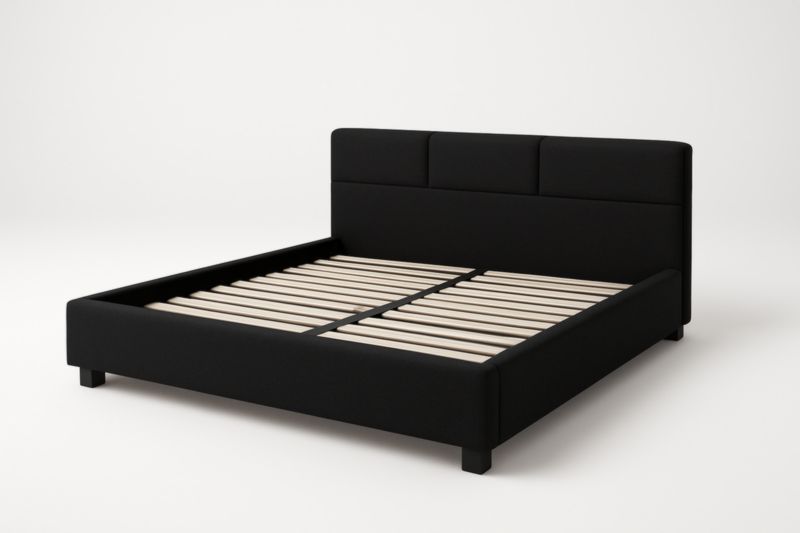 Letto matrimoniale in tessuto nero-Moranilvo