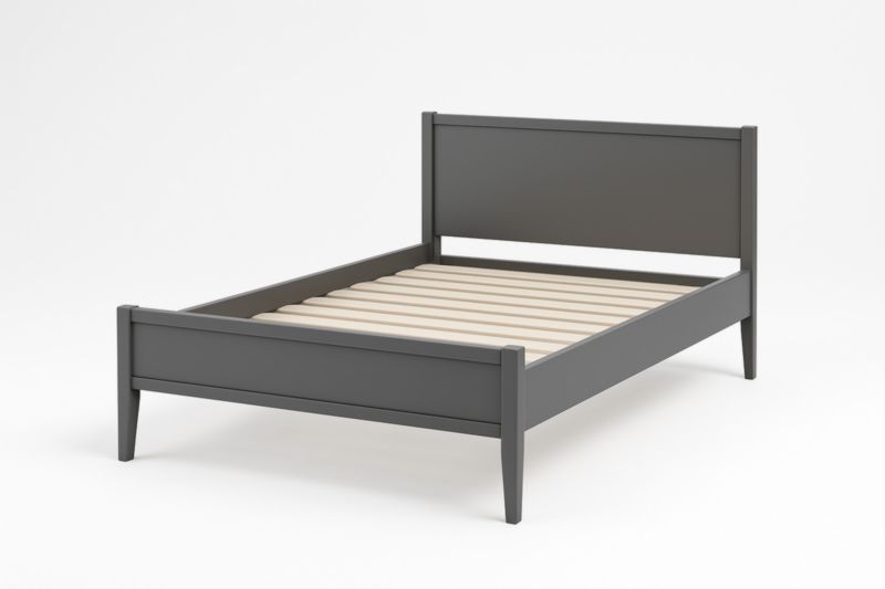 Letto Singolo in MDF Grigio con Doghe in Legno 200x100x90 cm-Moranilvo