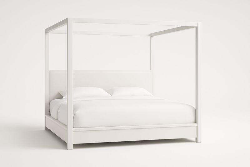 Letto a Baldacchino in Legno Bianco-Moranilvo