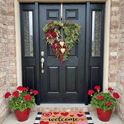 ❤️ Valentine’s Day Farmhouse Valentine Heart Wreath: Gold Bells, Red Roses & Berries🎉