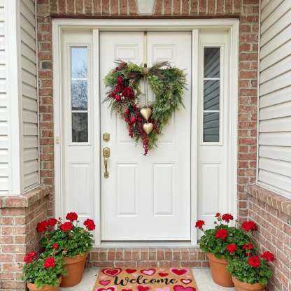 ❤️ Valentine’s Day Farmhouse Valentine Heart Wreath: Gold Bells, Red Roses & Berries🎉