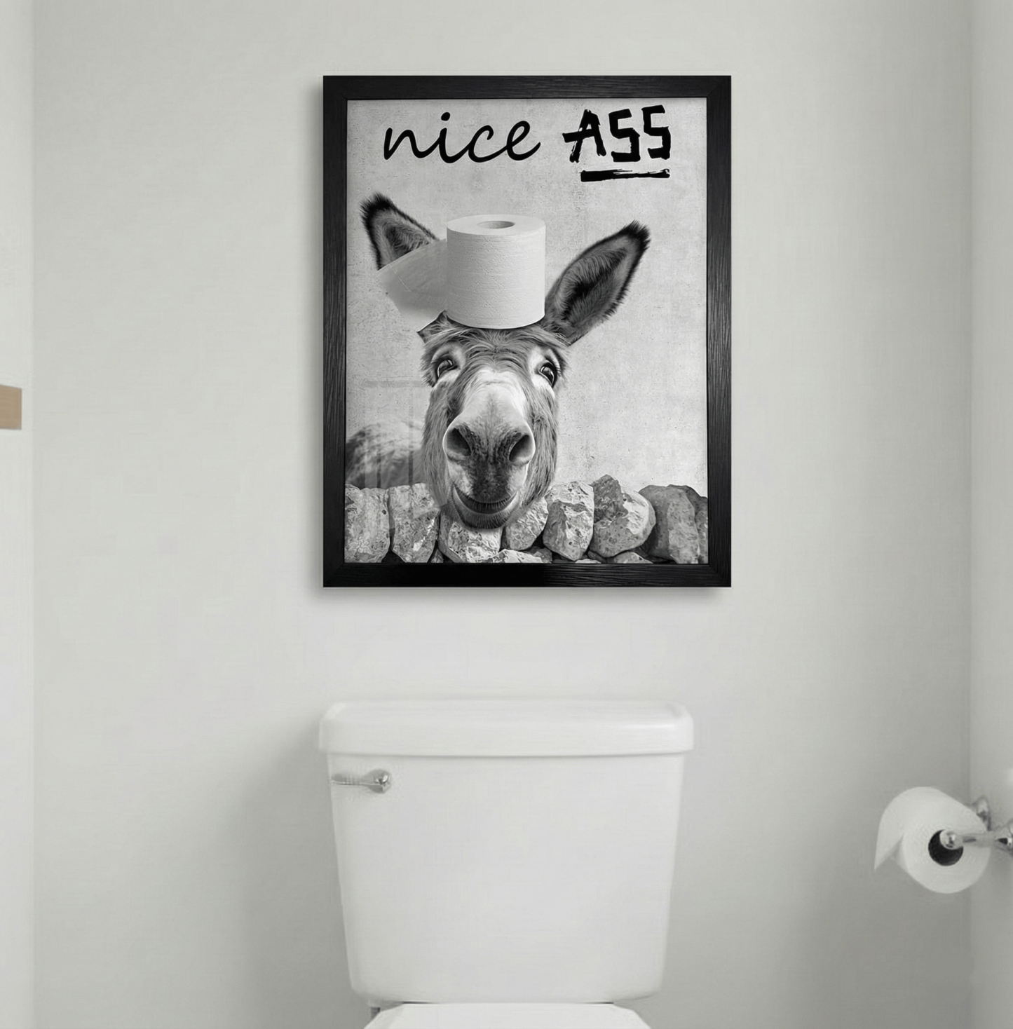 🚽Funny Bathroom Wall Art - "Nice Ass" Donkey Print