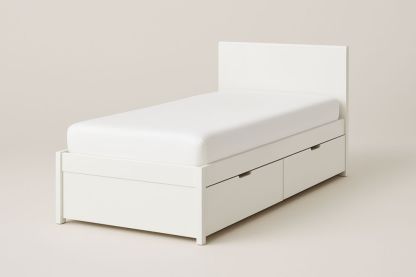 Letto Singolo con Contenitore in MDF Bianco 200x90x40 cm, con materasso-Belonirta
