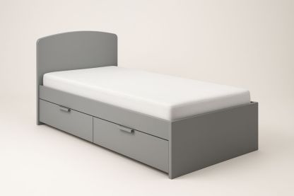 Letto singolo con contenitore grigio MDF 200x90x60 cm, con materasso-Belonirta