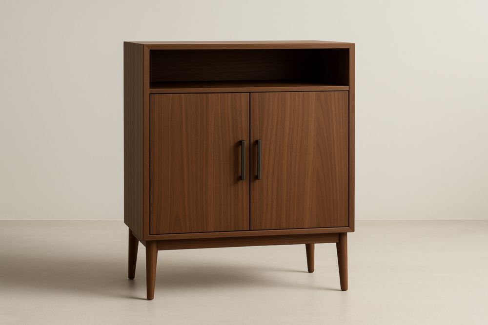 Mobile contenitore in MDF con ante e scomparto aperto-Belonirta