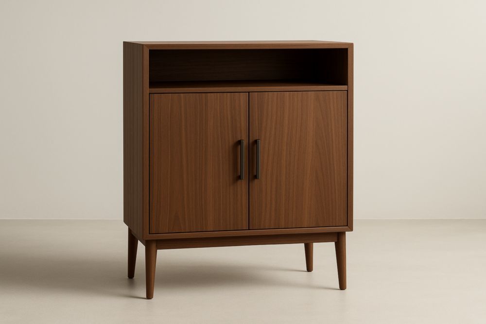 Mobile contenitore in MDF con ante e scomparto aperto-Belonirta