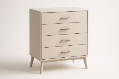 Mobile cassettiera a 4 cassetti in MDF con maniglie in alluminio beige-Belonirta