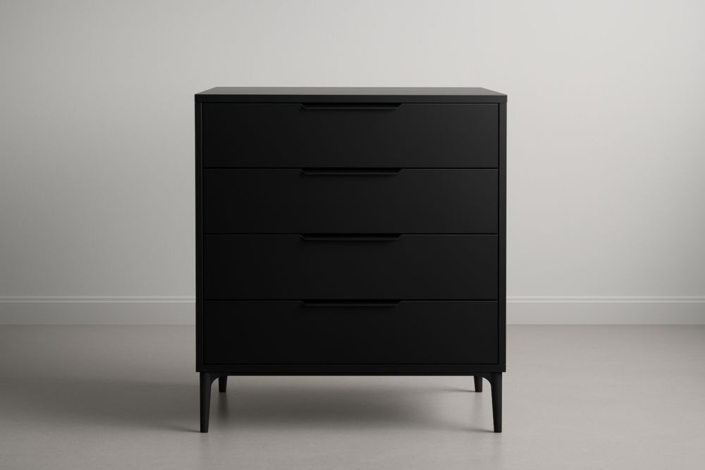 Mobile cassettiera 4 Cassetti Nero MDF 80x45x100 cm-Belonirta