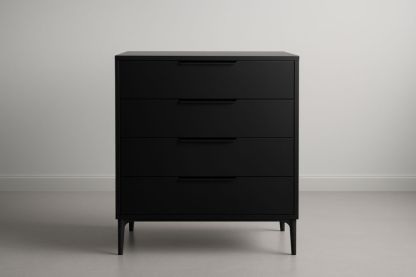 Mobile cassettiera 4 Cassetti Nero MDF 80x45x100 cm-Belonirta