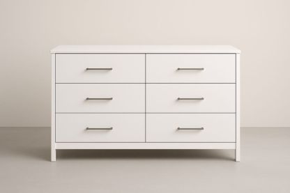Mobile cassettiera 6 cassetti bianco in MDF con maniglie in acciaio-Belonirta