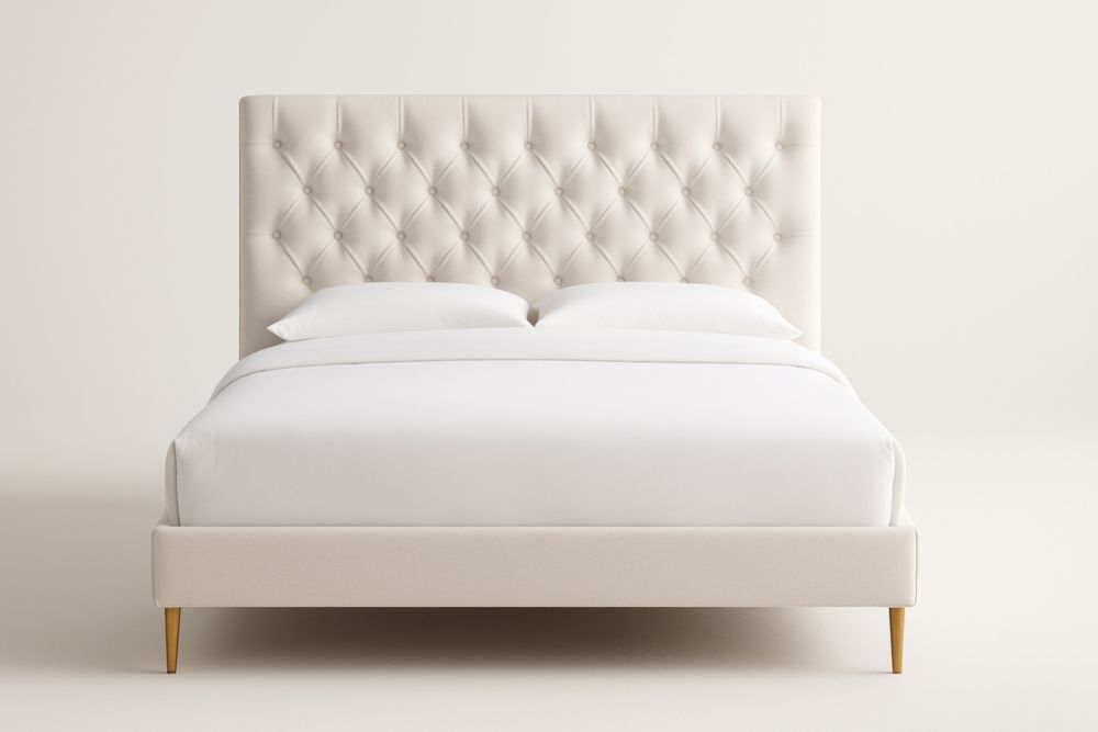 Letto in tessuto poliestere Bianco con testiera trapuntata 200x160x110 cm-Belonirta