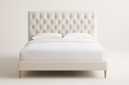 Letto in tessuto poliestere Bianco con testiera trapuntata 200x160x110 cm-Belonirta