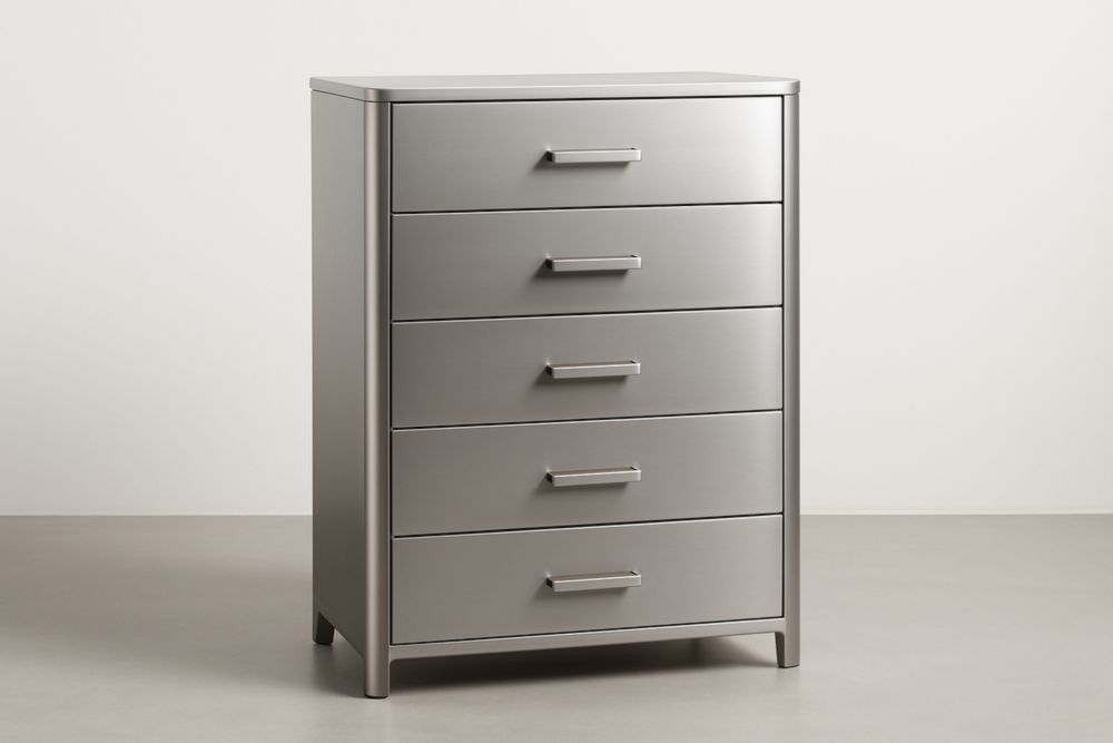 Cassettiera in acciaio verniciato argento a 5 cassetti-Belonirta