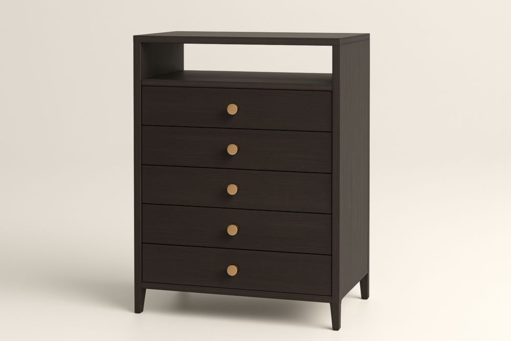 Cassettiera in rovere con 5 cassetti marrone, 70x40x100 cm-Belonirta