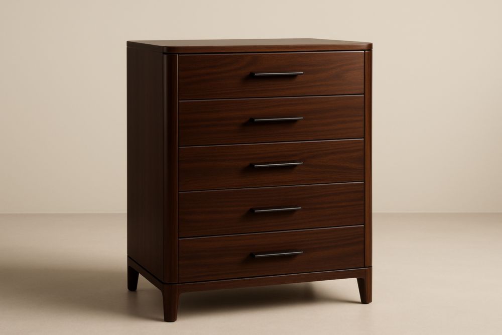 Cassettiera in legno massello di mogano con 5 cassetti-Belonirta