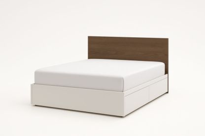 Letto matrimoniale con contenitore in melaminico bianco, con materasso-Belonirta