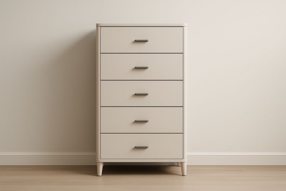 Cassettiera a 5 cassetti in legno composito Bianco 120x60x40 cm-Belonirta