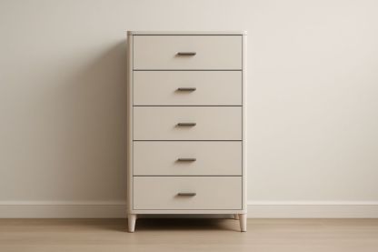 Cassettiera a 5 cassetti in legno composito Bianco 120x60x40 cm-Belonirta