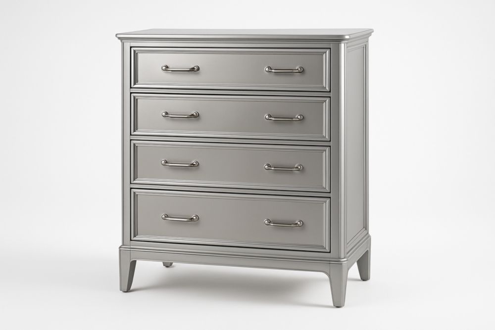 Mobile cassettiera a 4 cassetti in MDF e acciaio grigio 80x45x90 cm-Belonirta