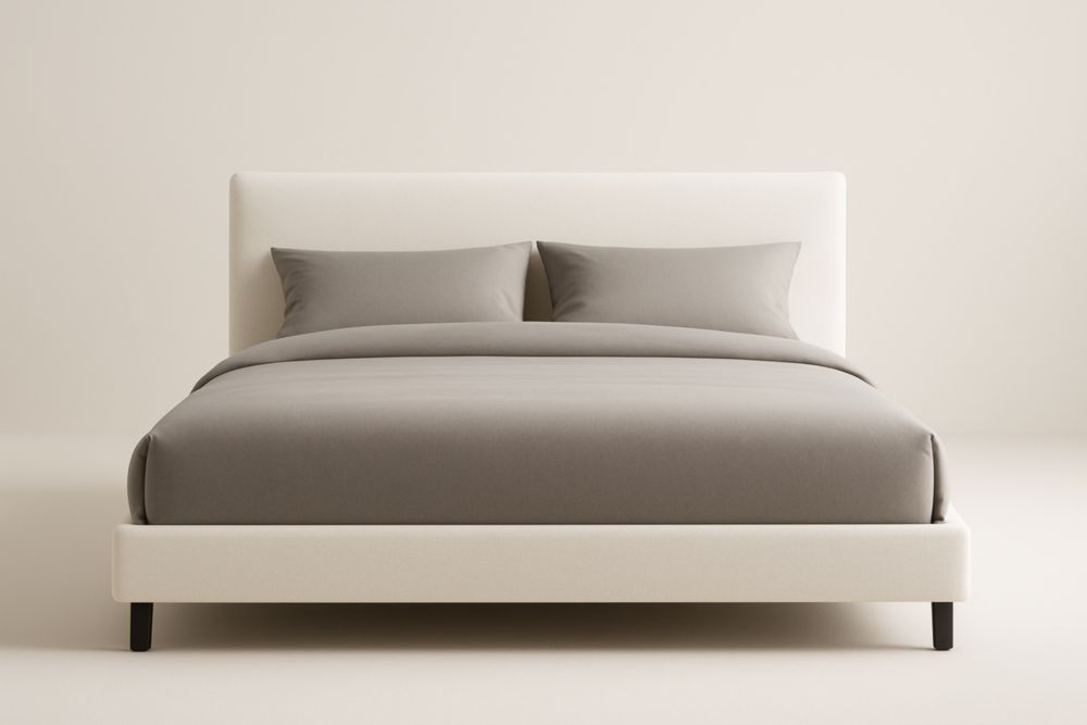 Letto matrimoniale in tessuto beige con testiera 200x160x100 cm-Belonirta