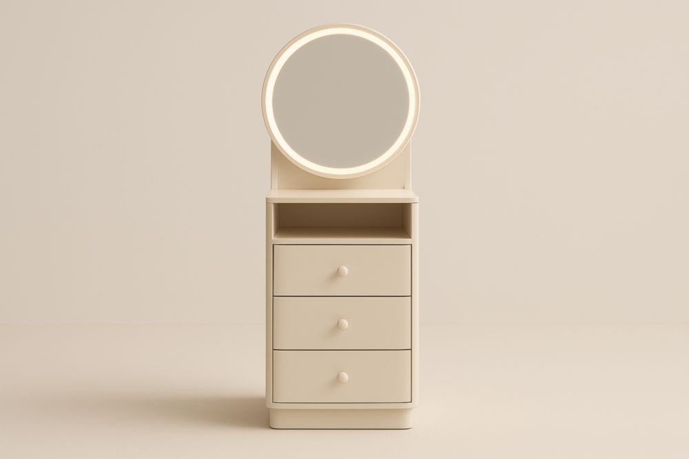 Tocador con Specchio LED e Cassetti in MDF Beige-Belonirta