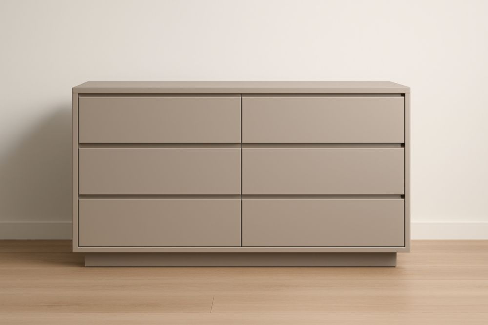 Mobile cassettiera in MDF 6 cassetti Beige 120x40x75 cm-Belonirta