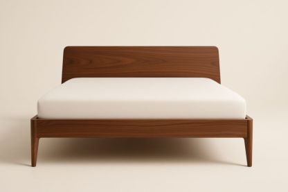 Letto Matrimoniale in Legno di Noce con Materasso 200x160x90 cm-Belonirta