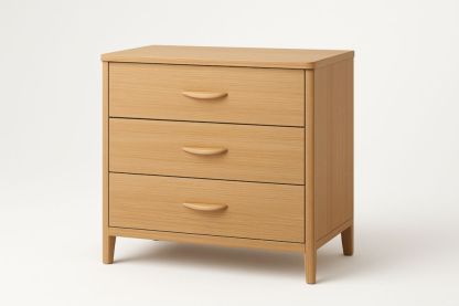 Mobile cassettiera a tre cassetti in legno massello di rovere chiaro 75x40x82 cm-Belonirta