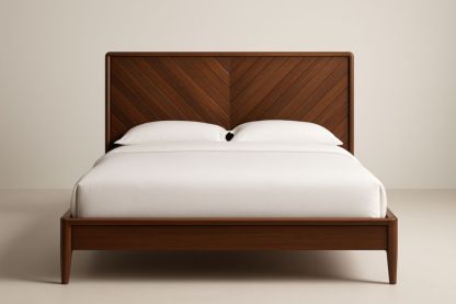 Letto matrimoniale in legno massello marrone-Belonirta