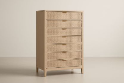 Cassettiera in Legno Massello  con 7 Cassetti Frontali Intrecciati-Belonirta