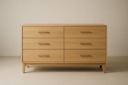 Mobile cassettiera in legno massello con 6 cassetti e maniglie in acciaio-Belonirta