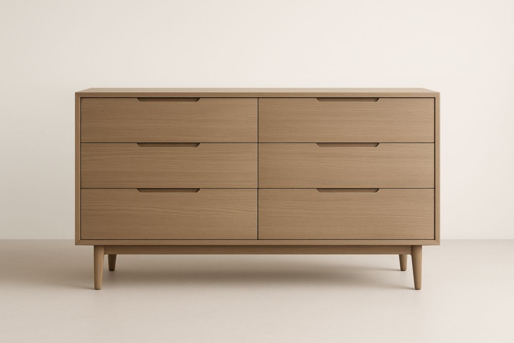 Mobile cassettiera in Rovere 6 Cassetti Marrone 120x40x80cm-Belonirta