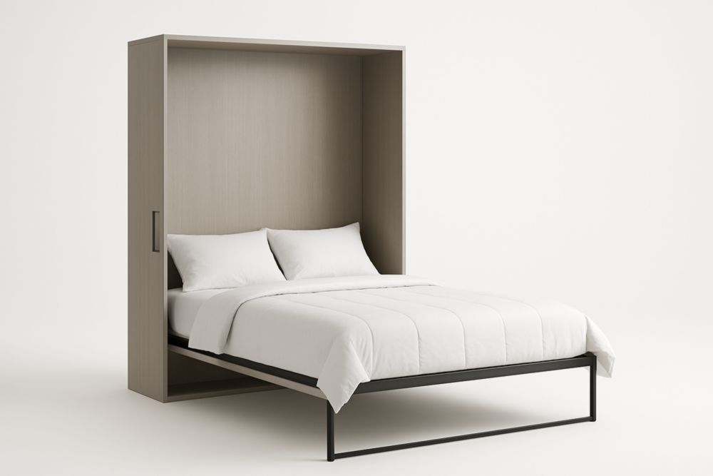 Letto a scomparsa matrimoniale in MDF e metallo in alluminio nero-Belonirta