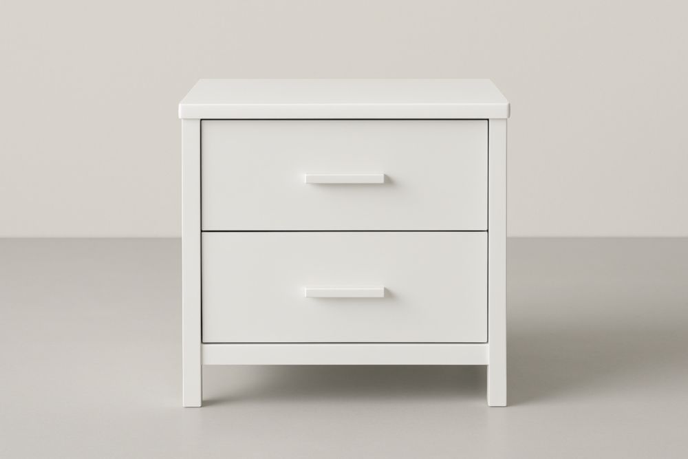 Comodino con Due Cassetti in Legno Ingegnerizzato Bianco-Belonirta