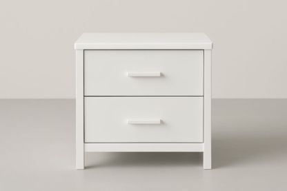 Comodino con Due Cassetti in Legno Ingegnerizzato Bianco-Belonirta